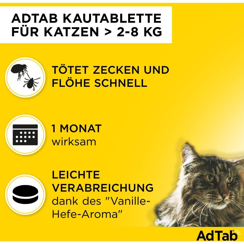 Adtab 48 mg Kautabletten für Katzen >2-8 kg 3 St