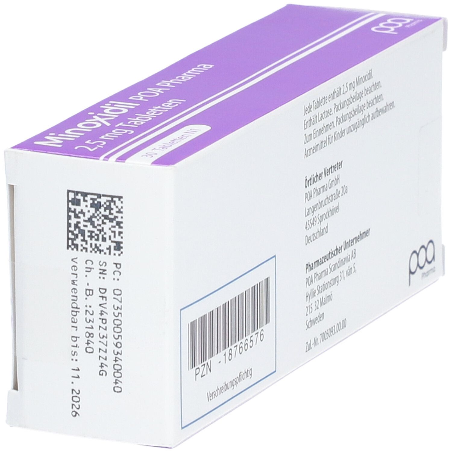 MINOXIDIL POA Pharma 2,5 mg Tabletten