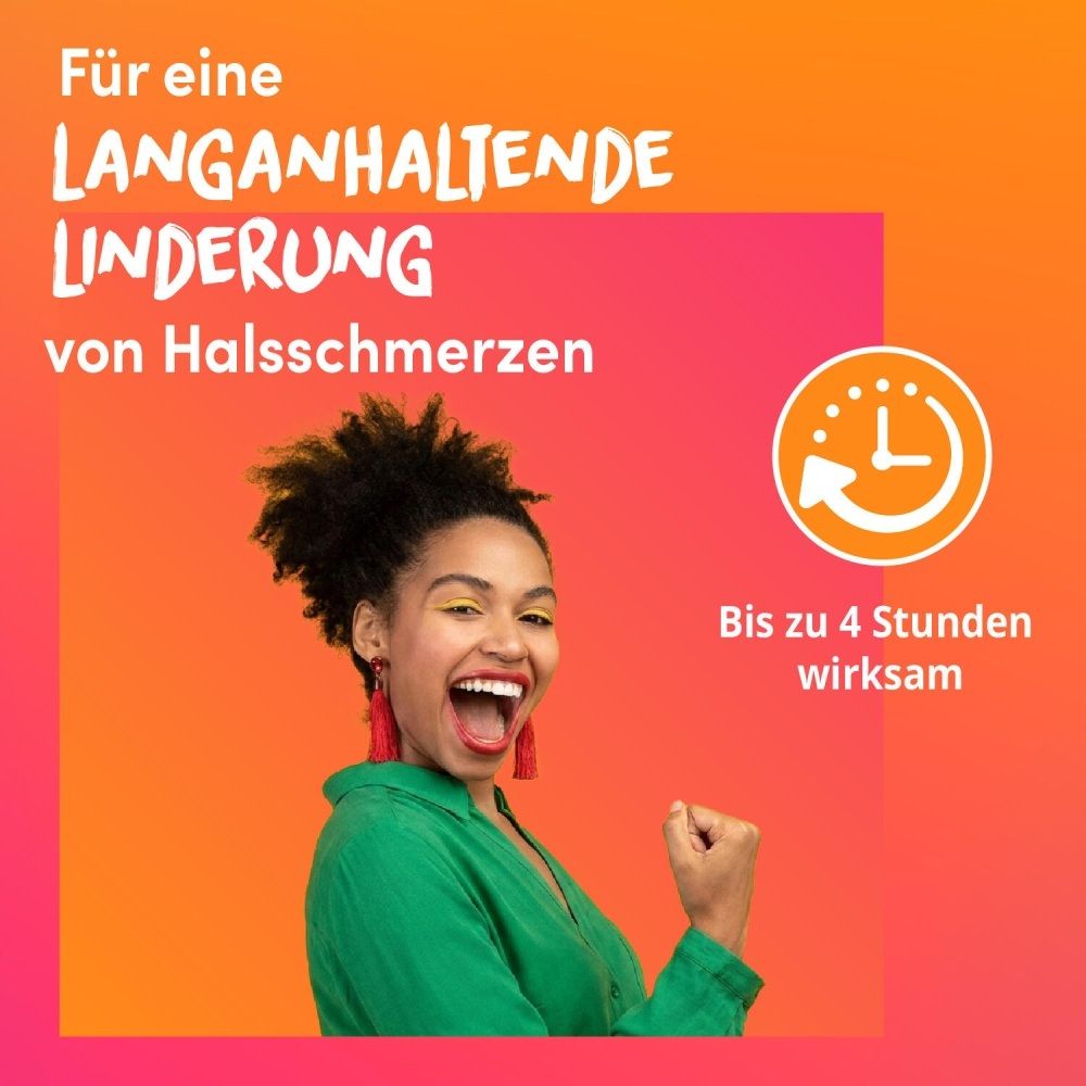 Lemocin gegen Halsschmerzen: Bis zu 4 Stunden wirksam.