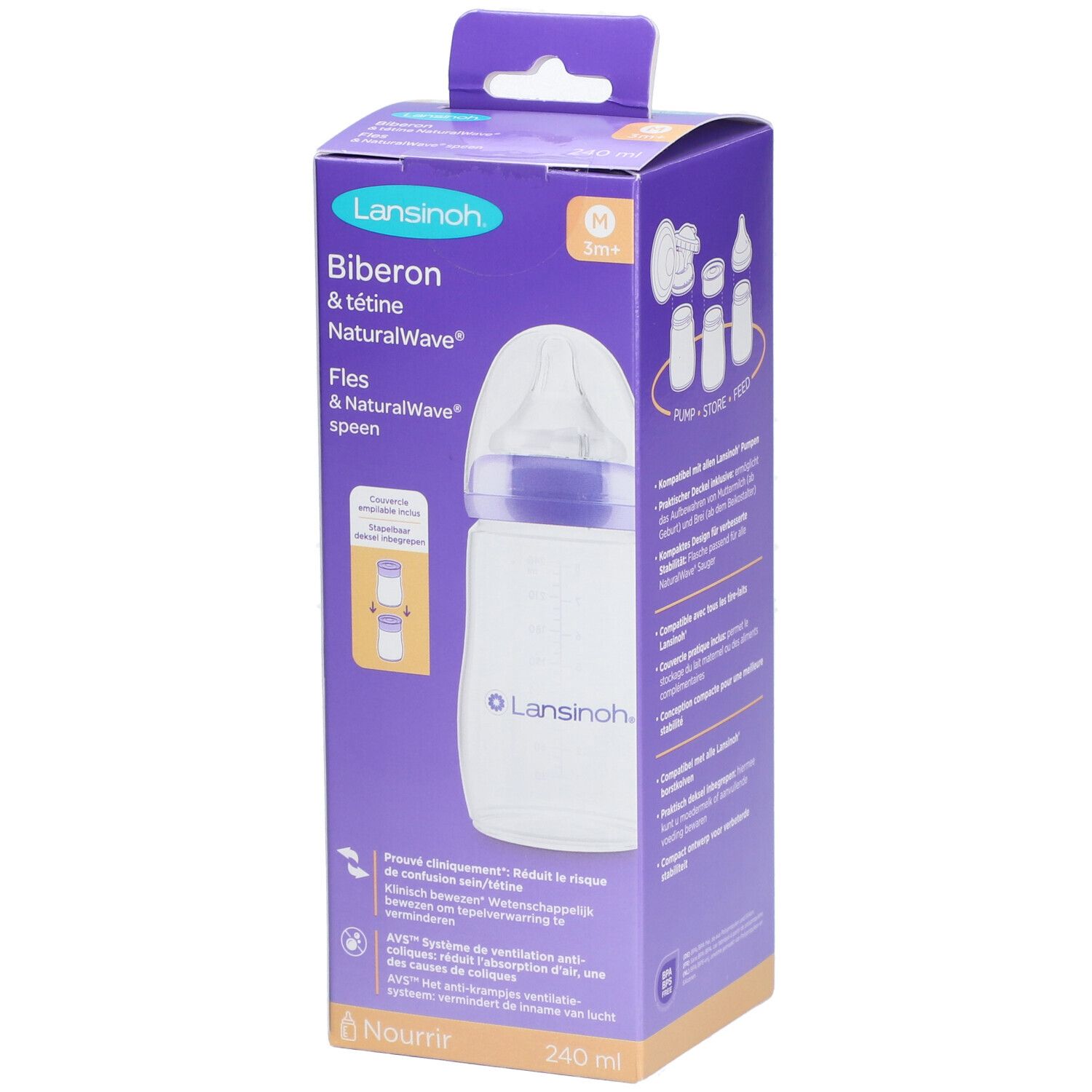 LANSINOH Babyflasche mit NaturalWave® Sauger 240ml