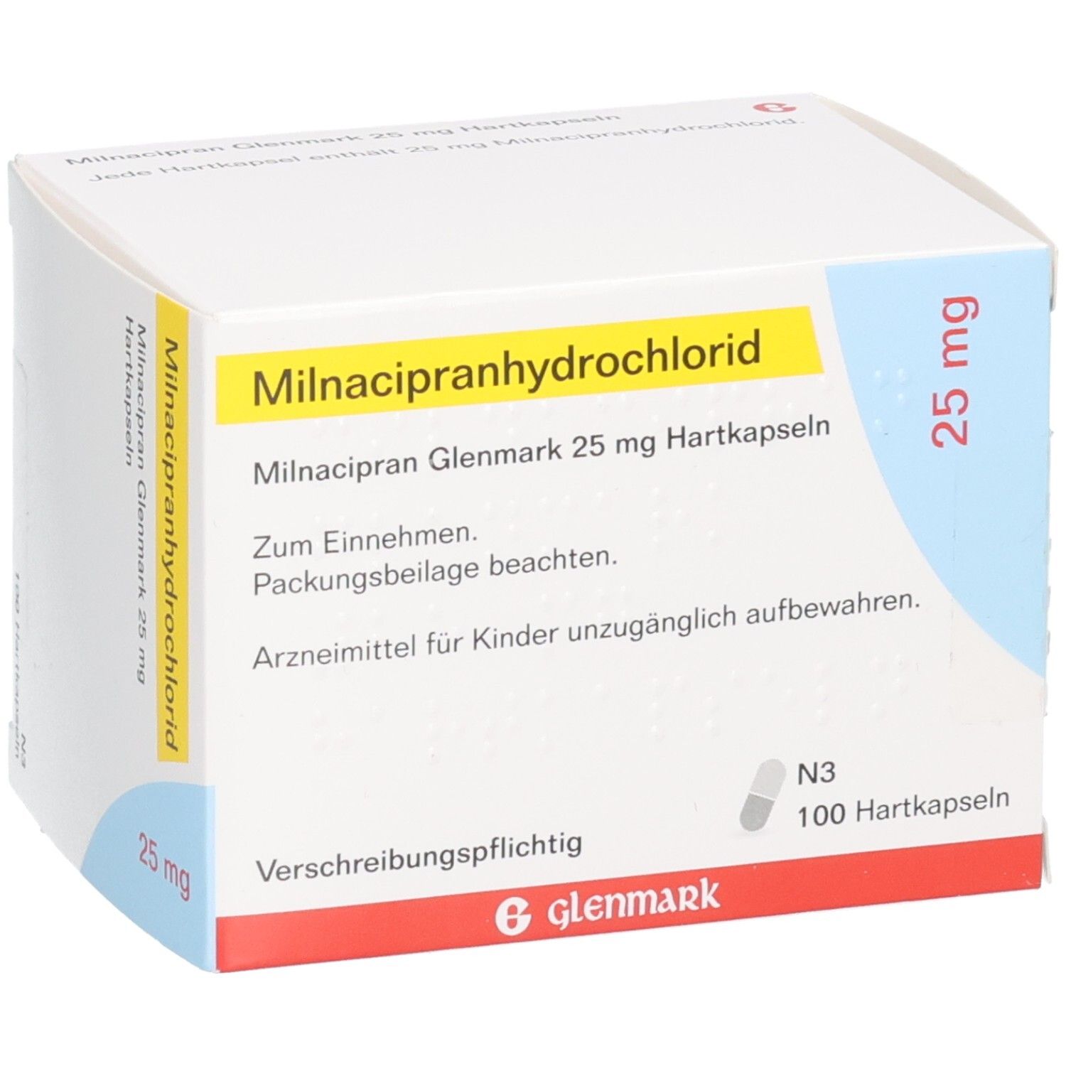 Milnacipranhydrochlorid 25 mg Hartkapseln von Glenmark, 100 Stück.