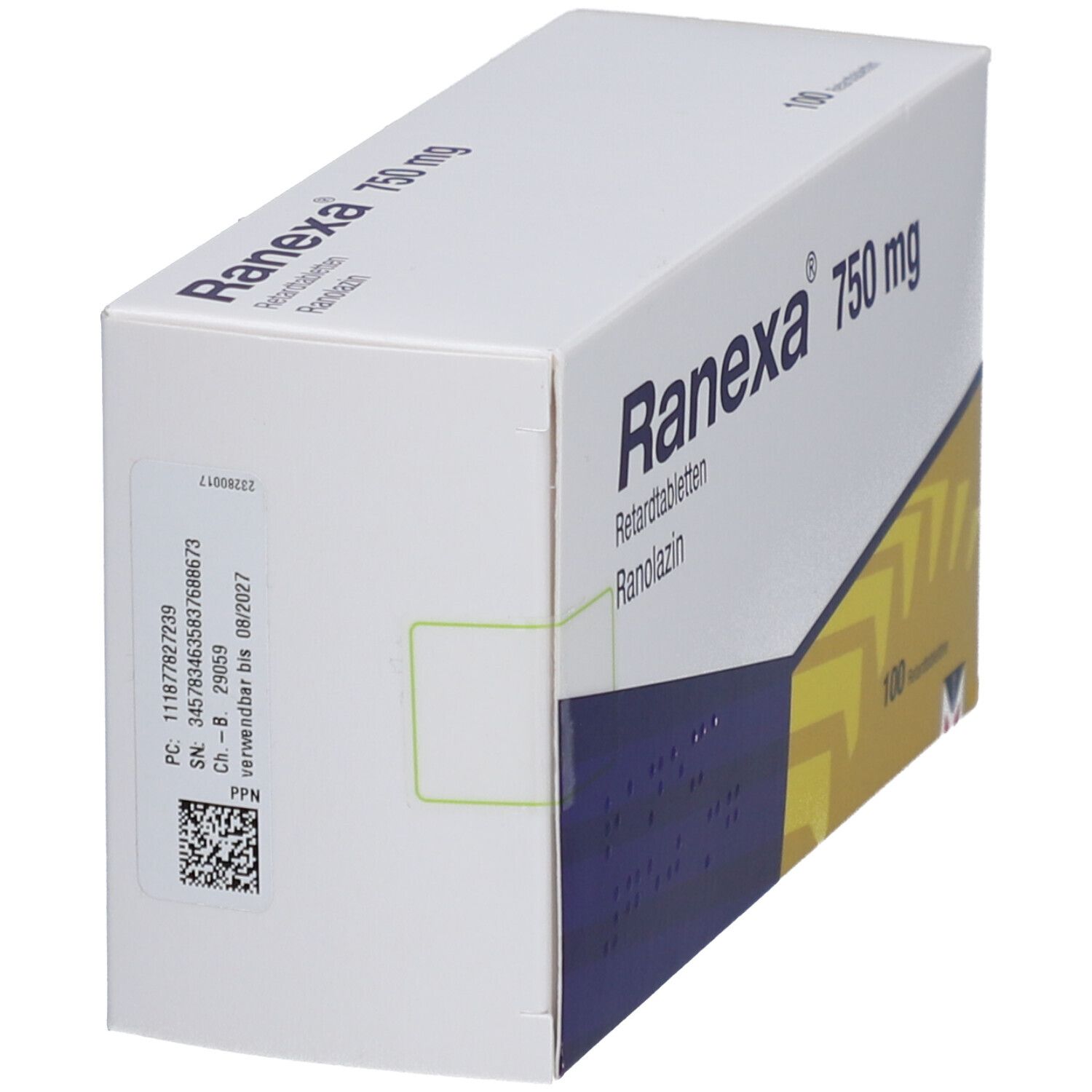 Ranexa 750 mg Retardtabletten 100 St Retard-Tabletten