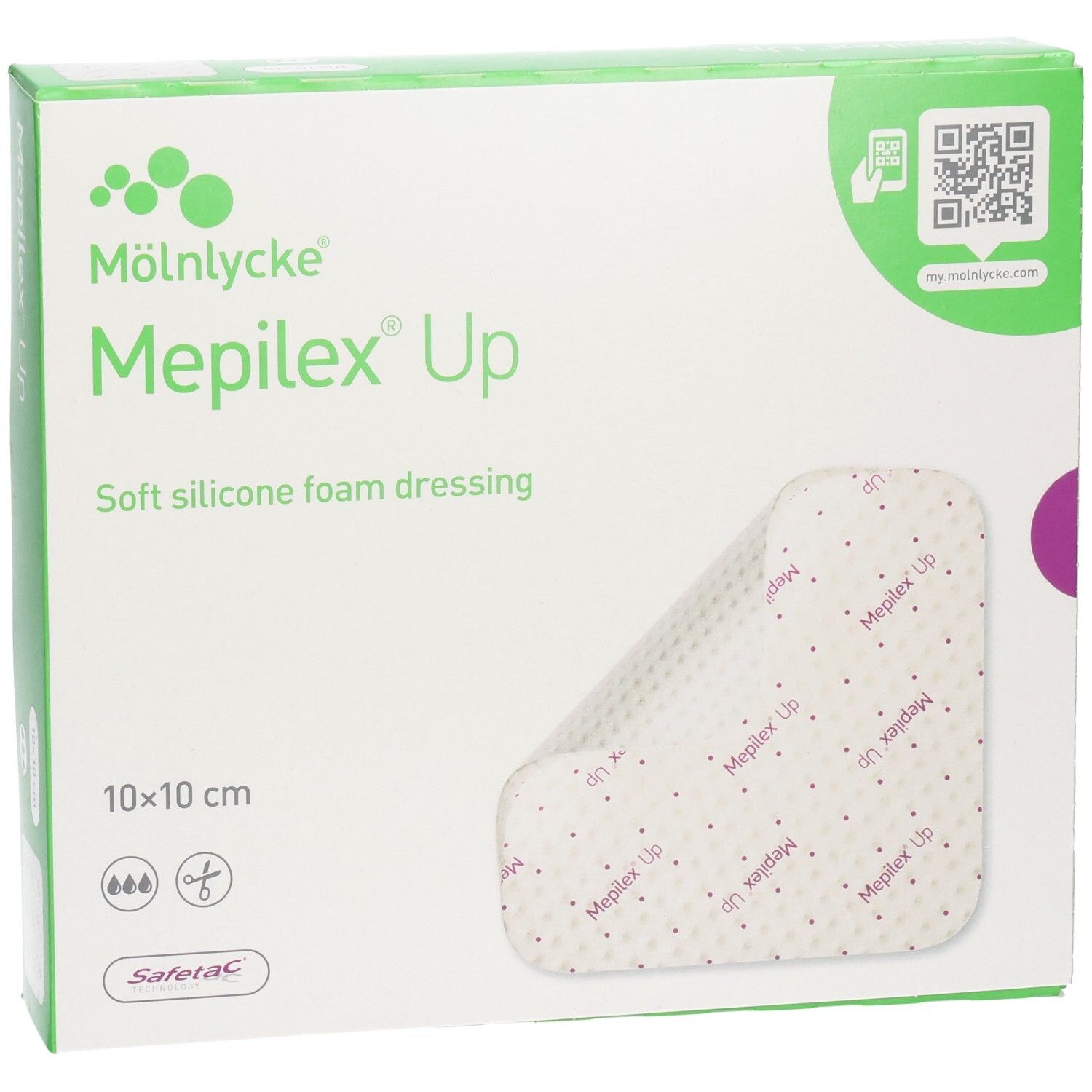 Mölnlycke Mepilex® Up Schaumverband, 10x10 cm, weiche Silikon-Schaumauflage.