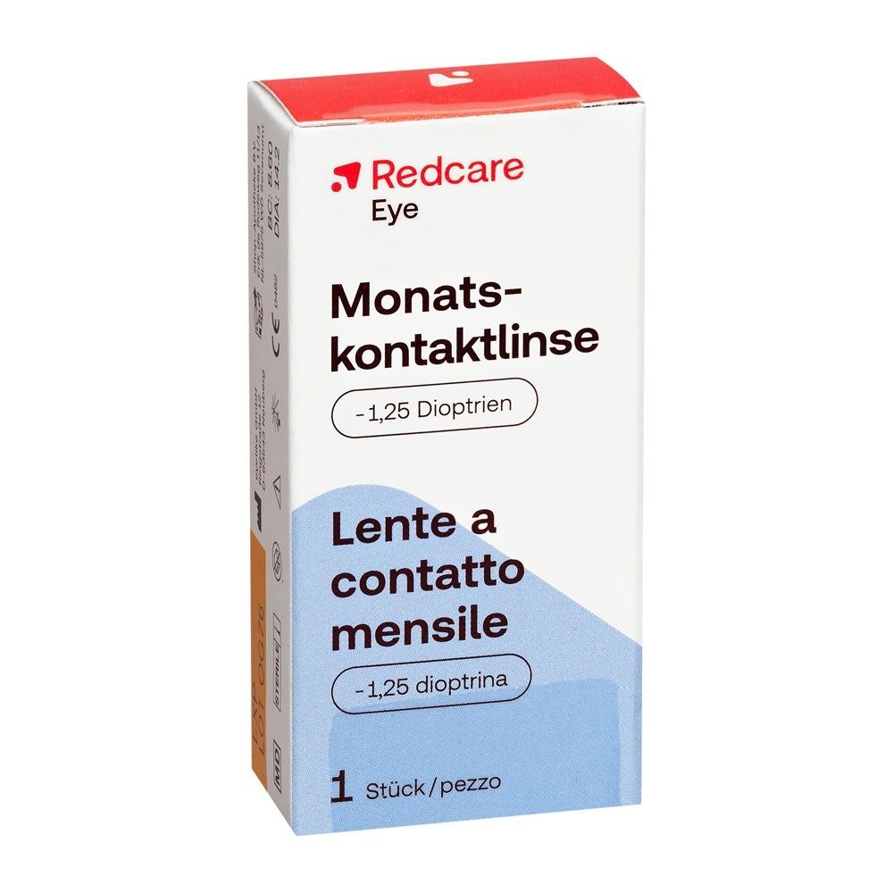 Verpackung einer Monatskontaktlinse, -1,25 Dioptrien, 1 Stück.