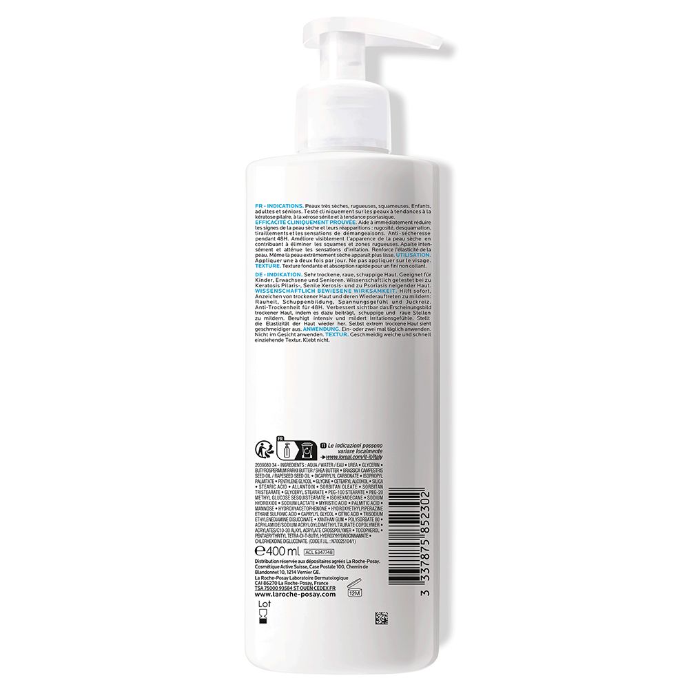 La Roche Posay Lipikar Lait Urea 10 %: Feuchtigkeitsspendende Körperlotion mit 10 % Urea für sehr trockene Haut - Jetzt 20% sparen mit Code "DERMO20"