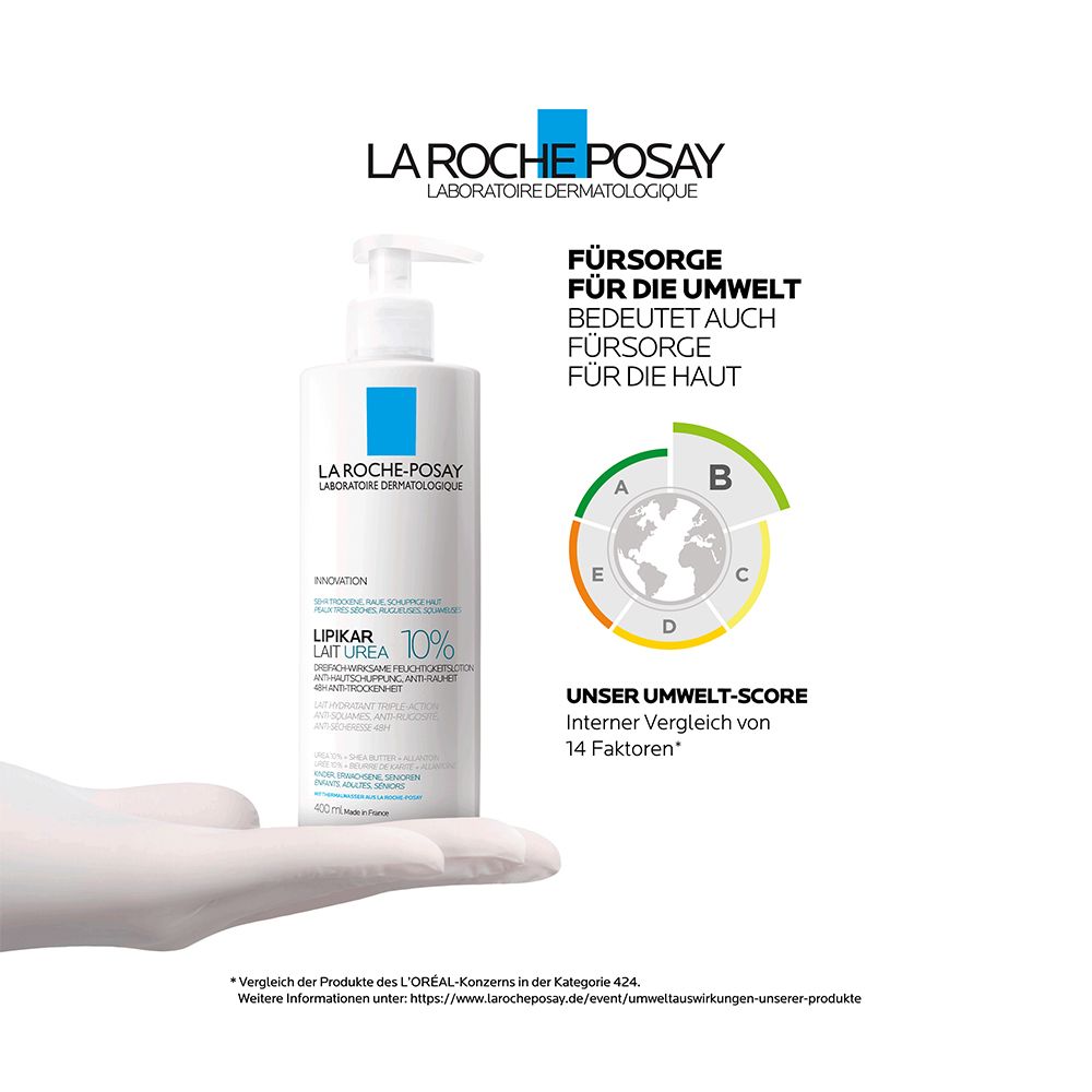 La Roche Posay Lipikar Lait Urea 10 %: Feuchtigkeitsspendende Körperlotion mit 10 % Urea für sehr trockene Haut - Jetzt 20% sparen mit Code "DERMO20"