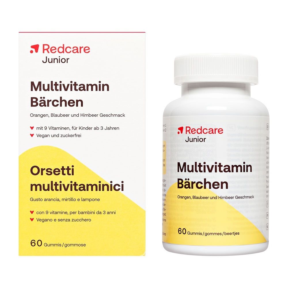Redcare Junior Multivitamin Bärchen Karton und Flasche, 60 Gummis.
