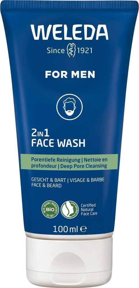 Weleda For Men 2in1 Face Wash - erfrischende porentiefe Reinigung für Gesicht und Bart