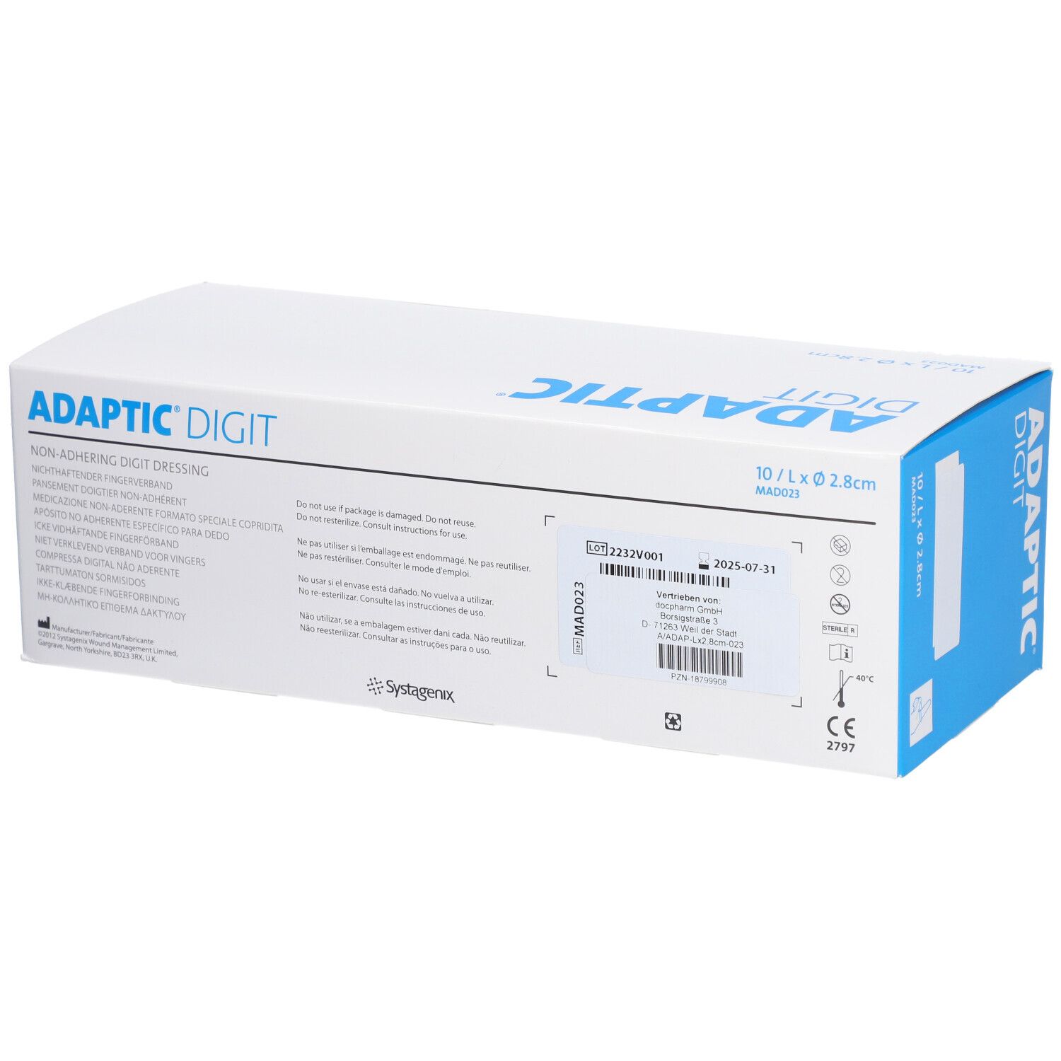 3M™ Adaptic™ Digit Nicht haftender Silikon-Wundverband, MAD023, 2,8 cm Diameter, Large