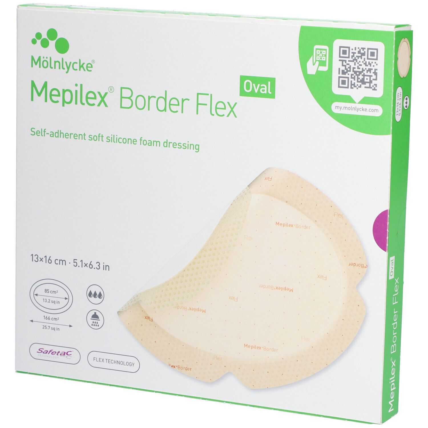 Mepilex Border Flex Schaumverb.haft.13x16 cm oval 5 St Verband