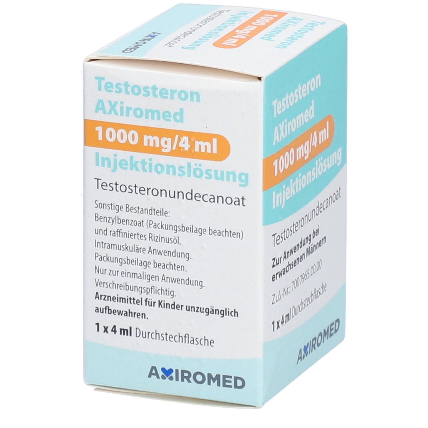 TESTOSTERON AXiromed 1000 mg/4 ml Injektionslsg. 1 St mit dem E-Rezept ...