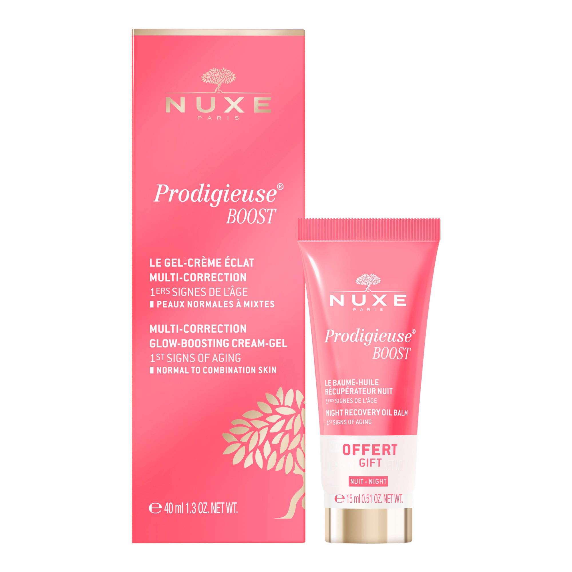 NUXE Prodigieuse Boost Multi-korrigierende Gel-Creme  + Gratis Ölbalsam für die Nacht