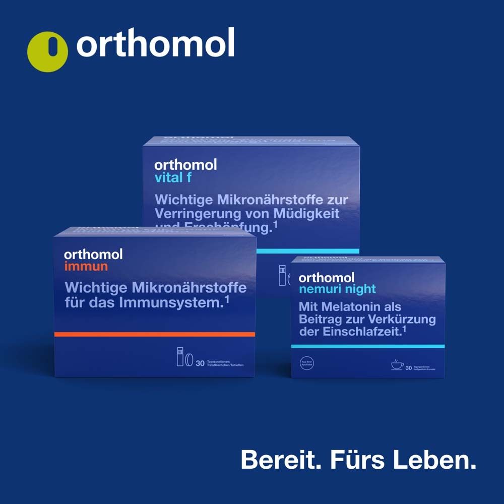Orthomol Vital f, Immun, Nemuri Night Packungen. "Bereit. Fürs Leben."