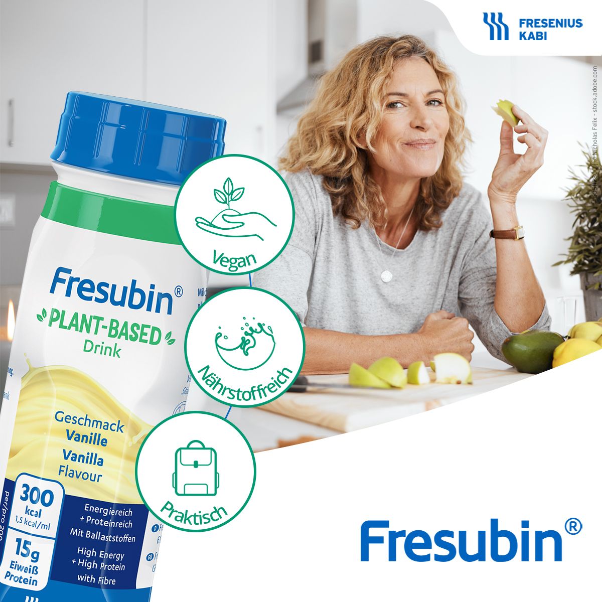 Fresubin Plant-Based Trinknahrung Vanille | Vegane Aufbaukost reich an Vitamin D und Eiweiß