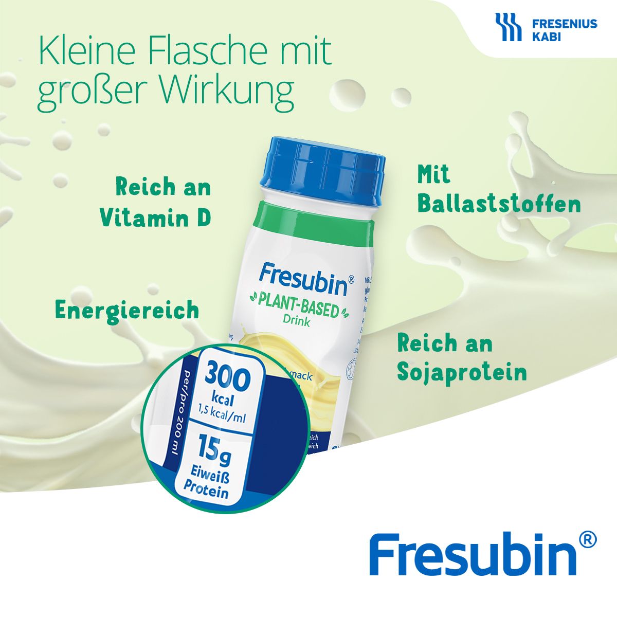 Fresubin Plant-Based Trinknahrung Vanille | Vegane Aufbaukost reich an Vitamin D und Eiweiß