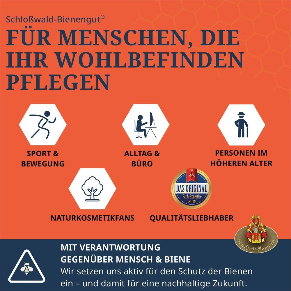 Symbole für Sport, Büro, ältere Menschen, Naturkosmetik und Qualität.
