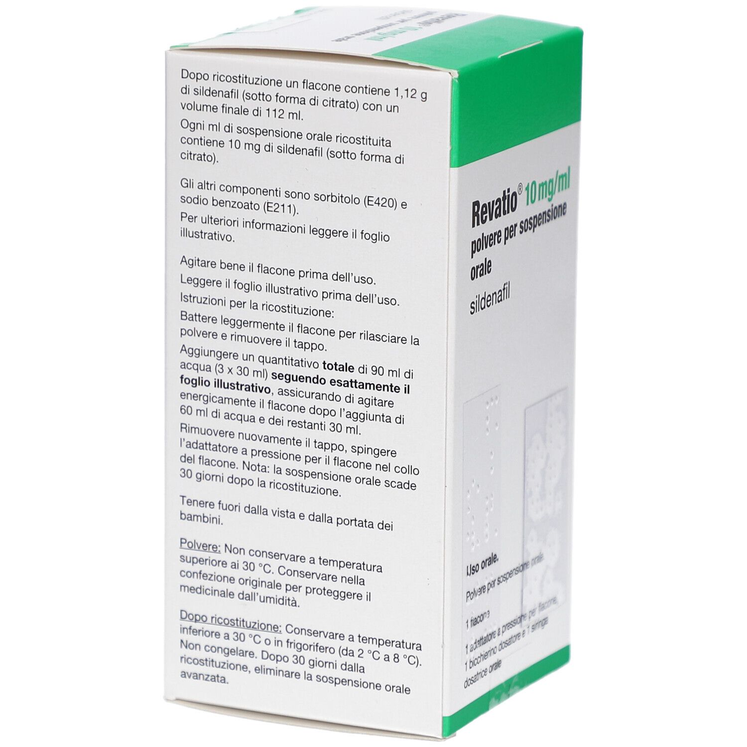 Rückseite der Schachtel mit Text in italienischer Sprache. Enthält Informationen zur Anwendung und Inhaltsstoffe.