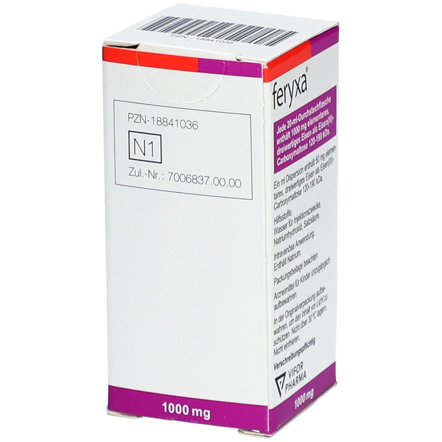FERYXA 50 mg Eisen/ml Inj.-/Inf.-Dispers.1000mg