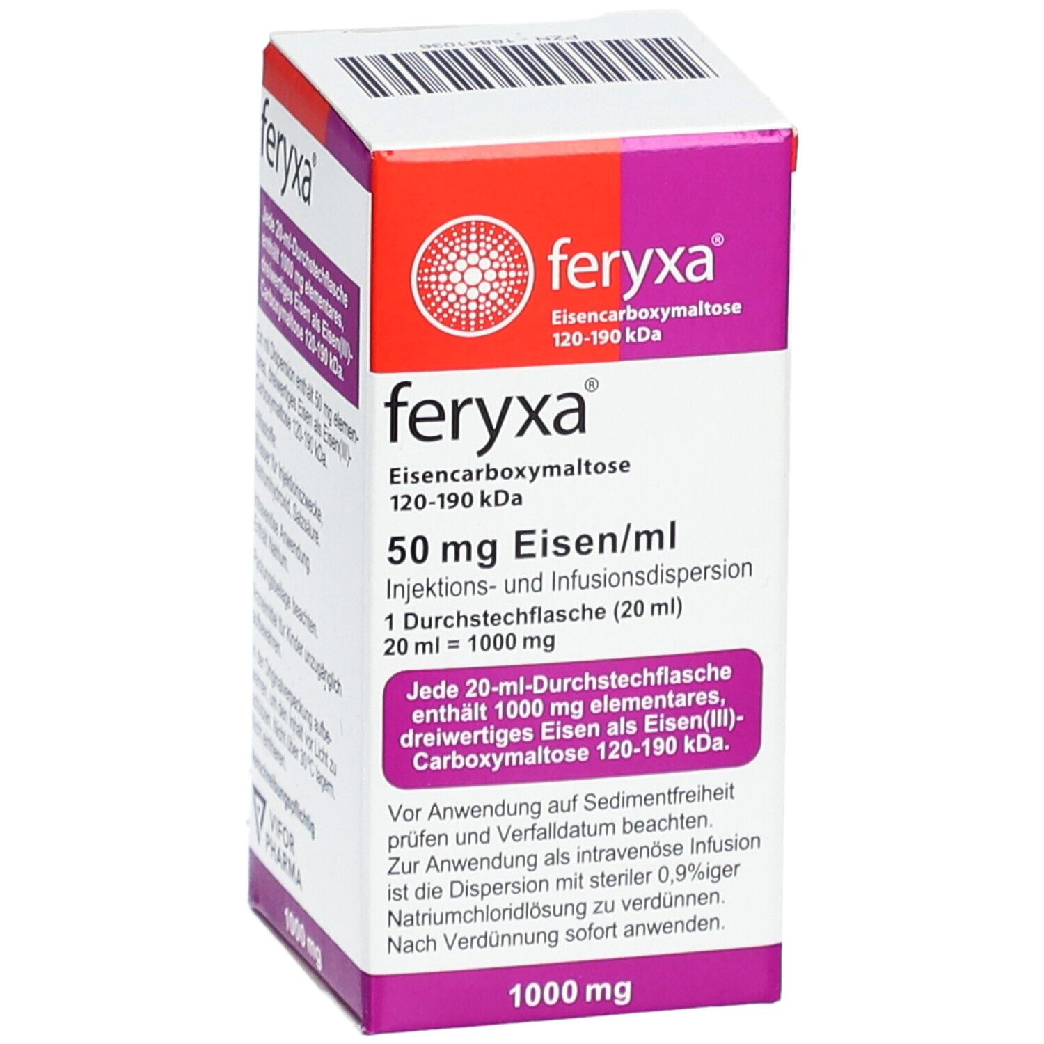 FERYXA 50 mg Eisen/ml Inj.-/Inf.-Dispers.1000mg