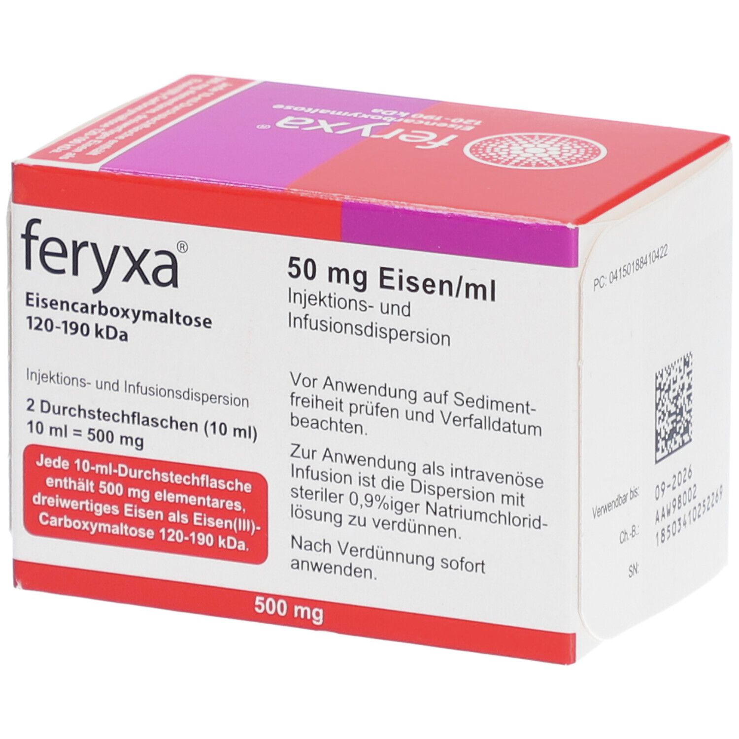 FERYXA 50 mg Eisen/ml Inj.-/Inf.-Dispers.500mg