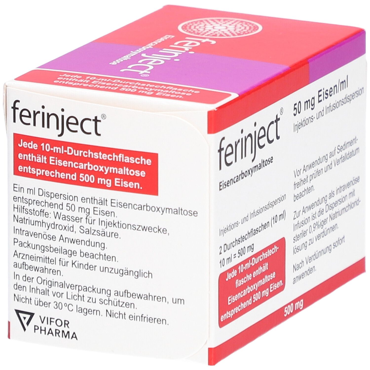 Ferinject 50 mg Eisen/ml Inj.-/Inf.-Dispers.500mg 5x10 ml Injektions-/Infusionslösung