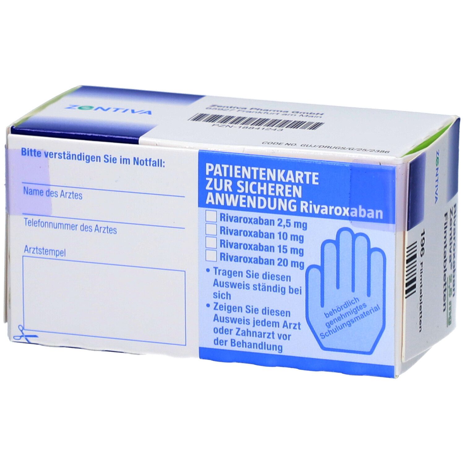 RIVAROXABAN Zentiva 2,5 mg Filmtabletten