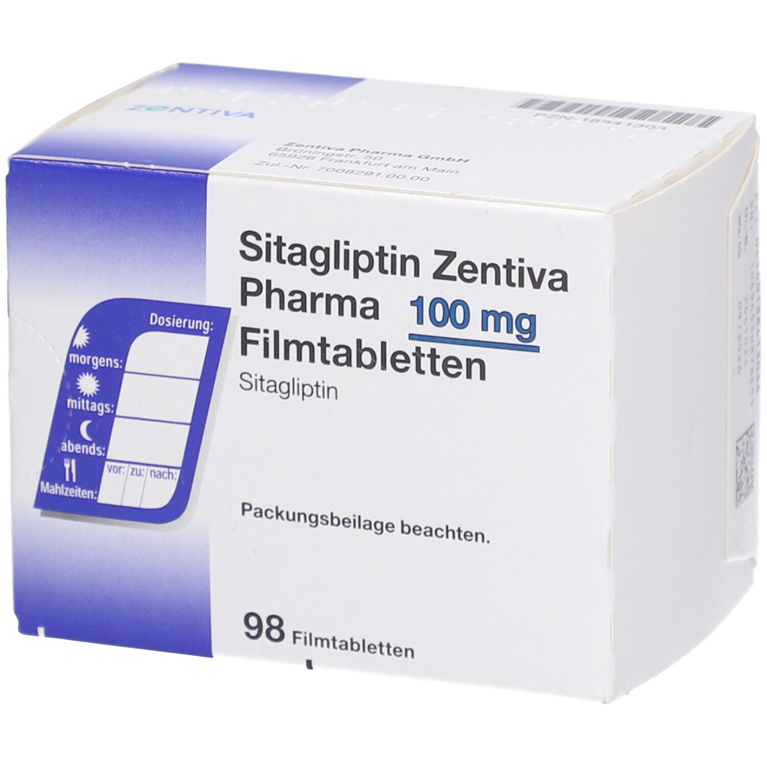 SITAGLIPTIN Zentiva Pharma 100 mg Filmtabletten