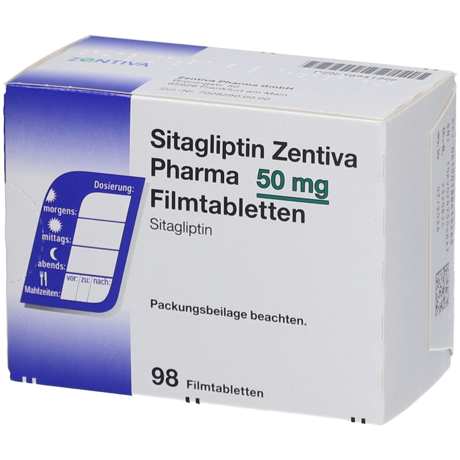 SITAGLIPTIN Zentiva Pharma 50 mg Filmtabletten