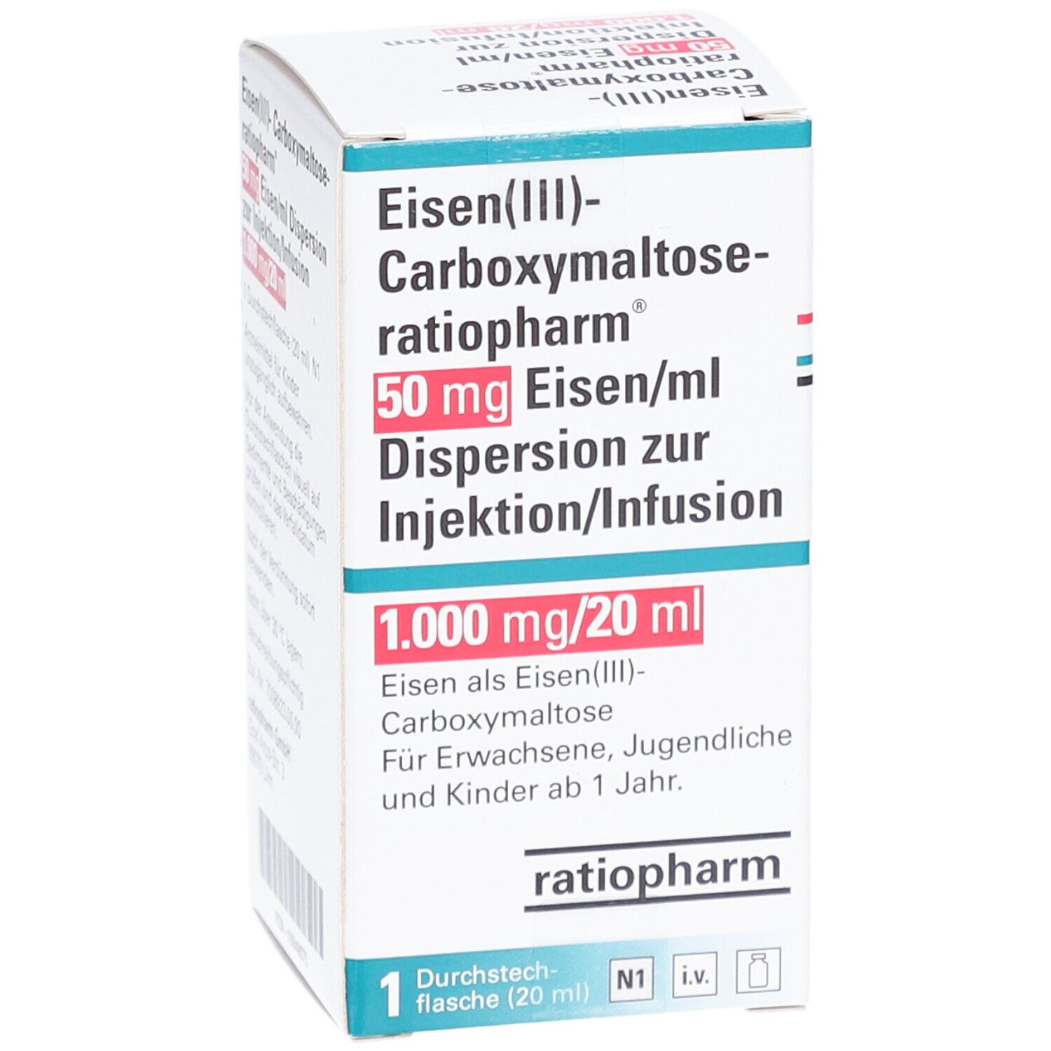 EISEN III-CARBOXYMALTOSE-ratio 50mg Eisen/ml 1 g 1x20 ml mit dem E ...