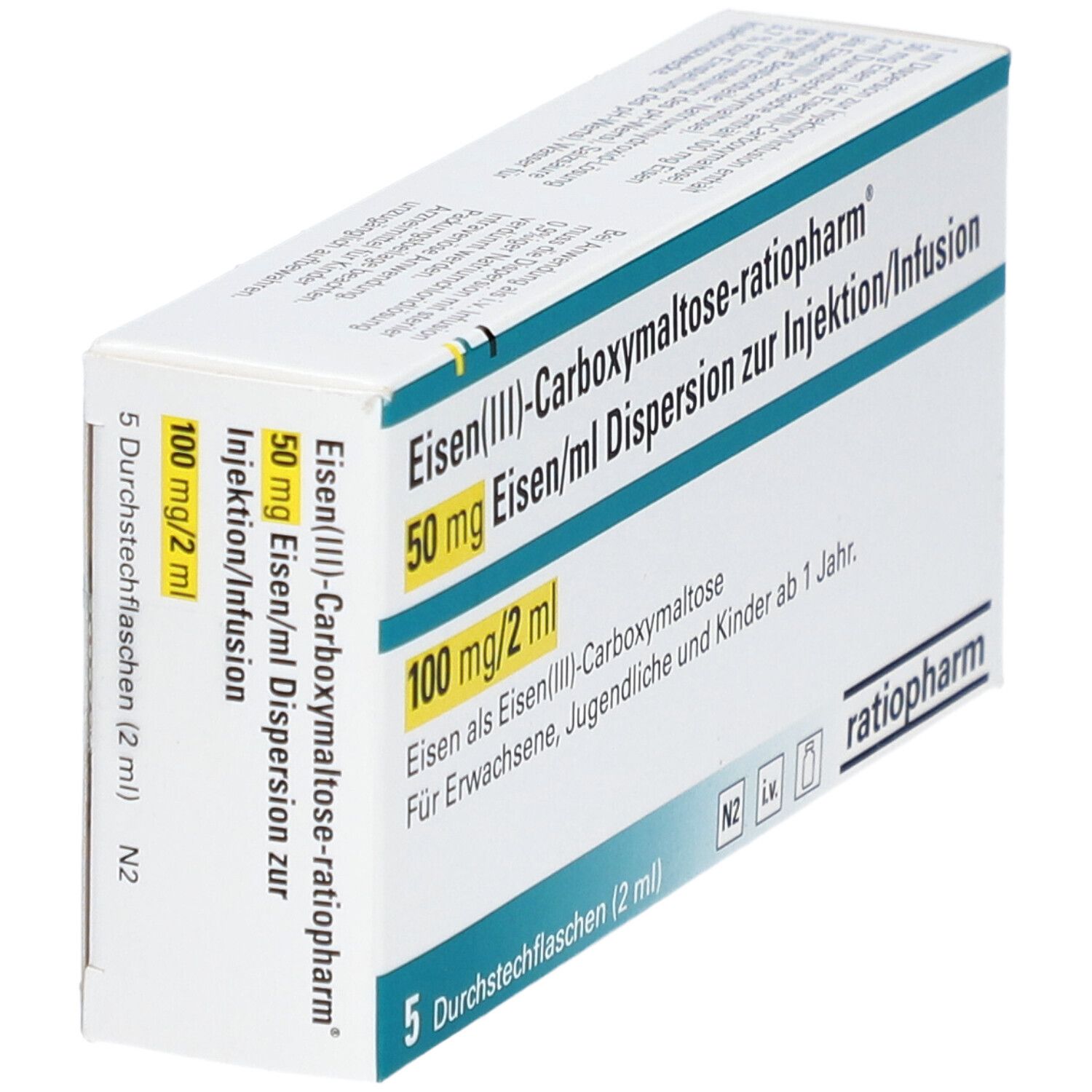 Eisen III-CARBOXYMALTOSE-ratio 50mg Eisen/ml 500mg 5x10 ml Injektions-/Infusionslösung