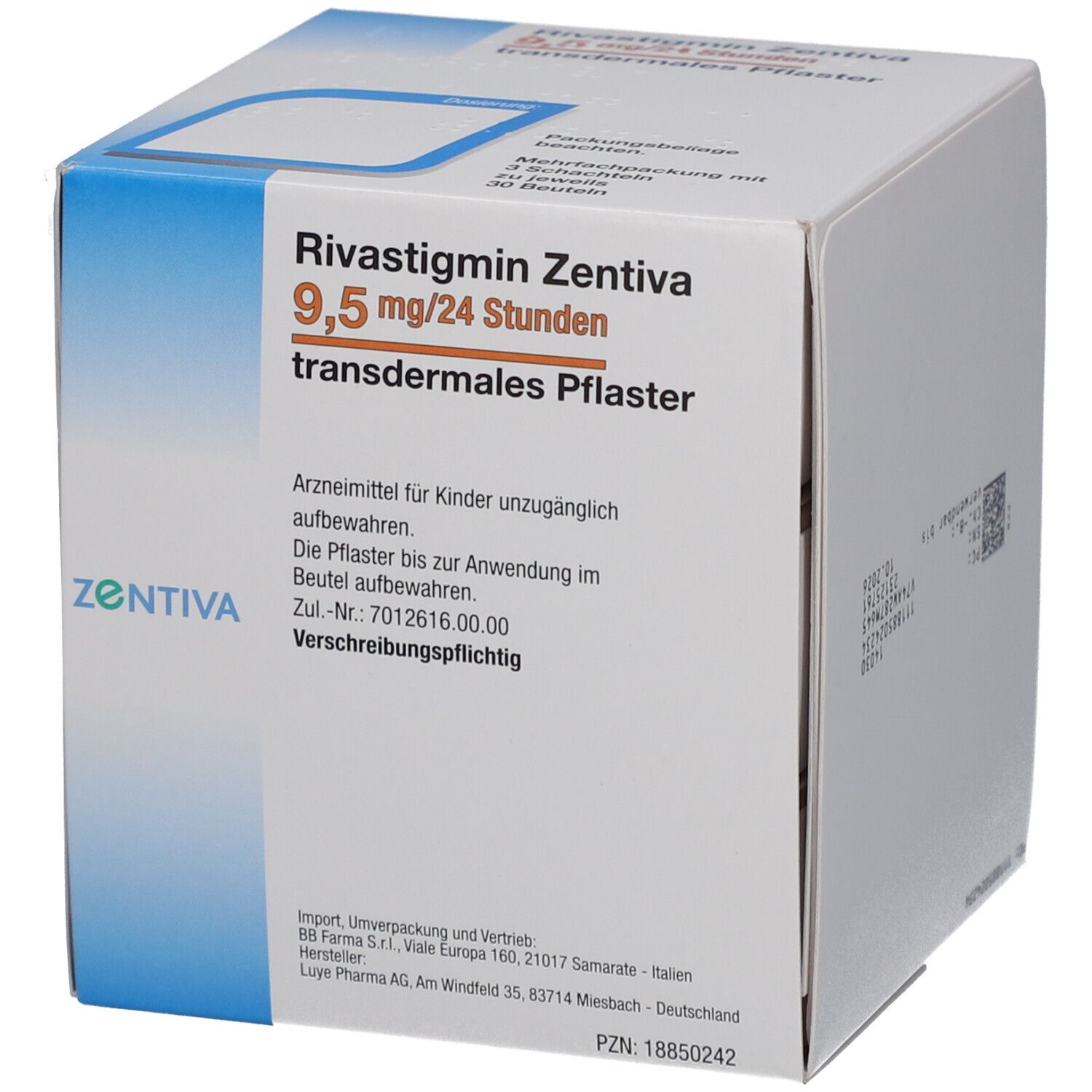 RIVASTIGMIN Zentiva 9,5 mg/24 Std.transd.Pflaster