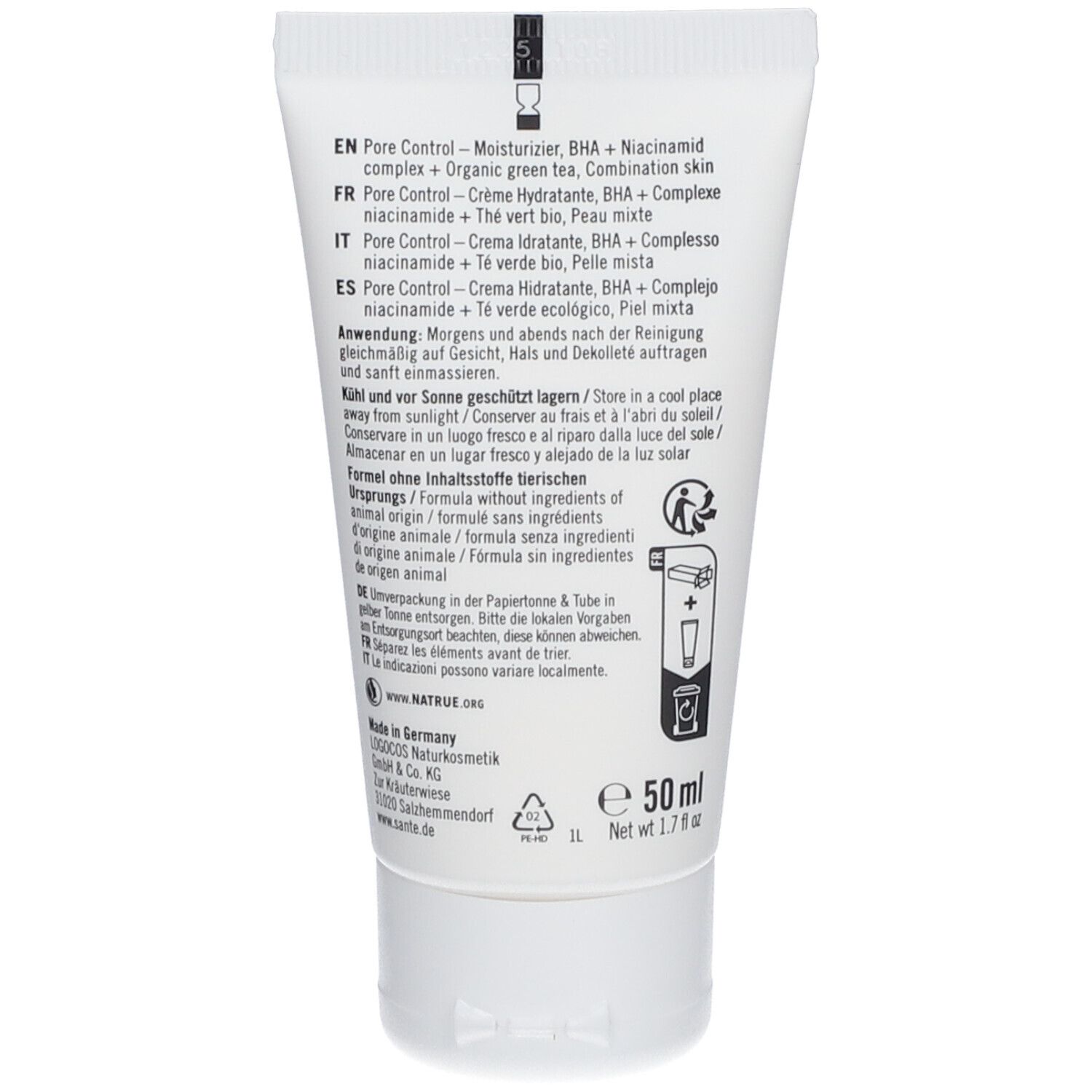 Pore Control Feuchtigkeitscre.BHA & grüner Tee Bio 50 ml Creme