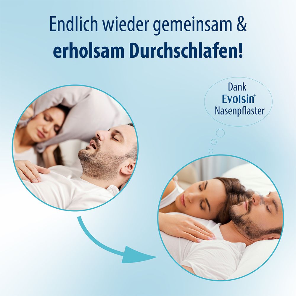 Evolsin® Anti Schnarch Nasenpflaster - Schnarchstopper für besseres Atmen bei Schnarchen, Sport oder Erkältung - WISSENSCHAFTLICH BESTÄTIGT - Effektiv schnarchen verhindern