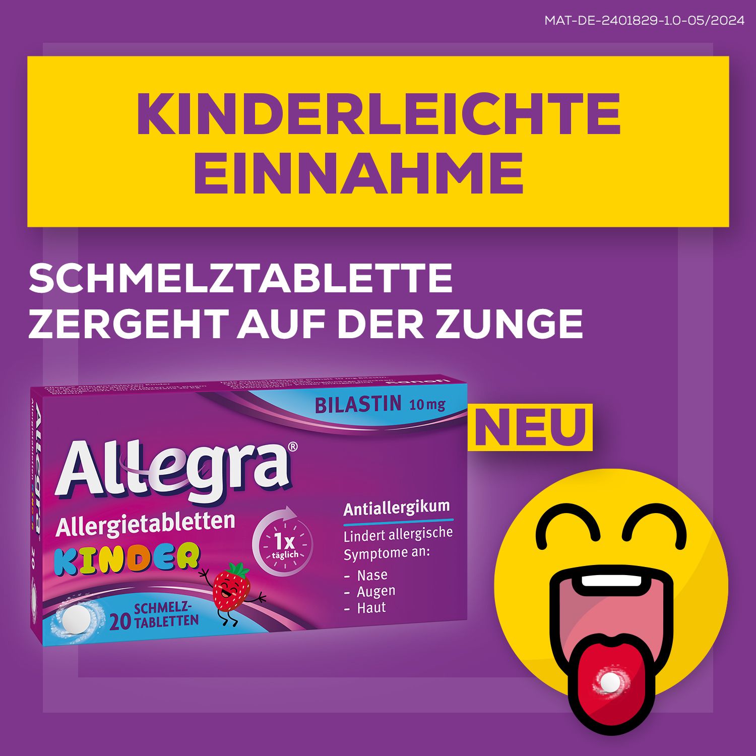 Allegra® Allergietabletten für Kinder – Schmelztabletten, 6 St. - Jetzt 10% mit dem Code "allegra10" sparen*