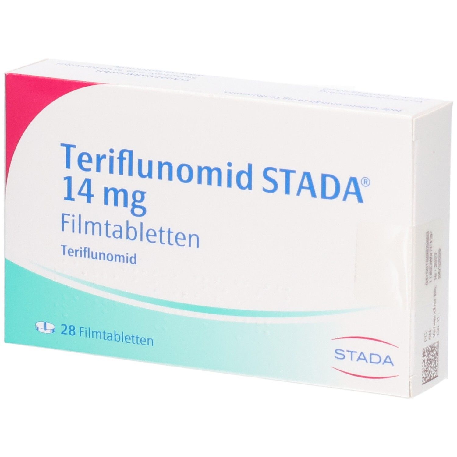 Packung Teriflunomid STADA 14 mg Filmtabletten, 28 Stück.