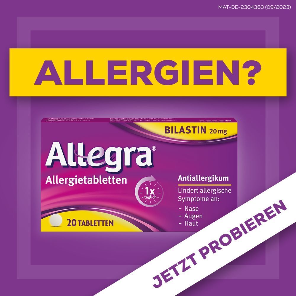 Allegra - schnell bei Heuschnupfen & ganzjährigen Allergien - Jetzt 10% mit dem Code allegra10 sparen*