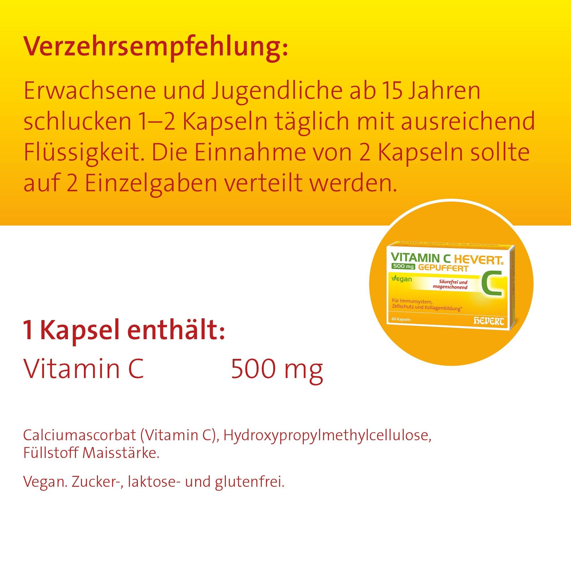 Vitamin C Hevert 500 mg gepuffert Kapseln