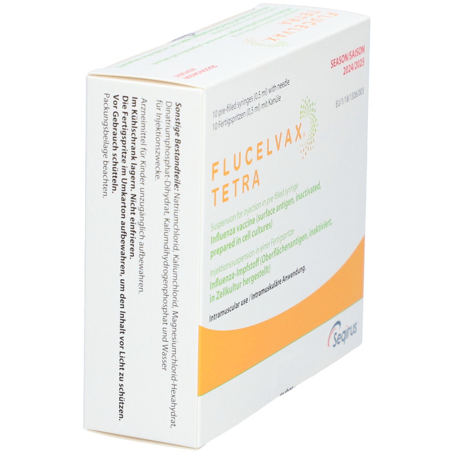 Flucelvax Tetra 2024/2025 Inj.-Susp.F-Spr.m.Kanüle 10x0,5 ml Fertigspritzen