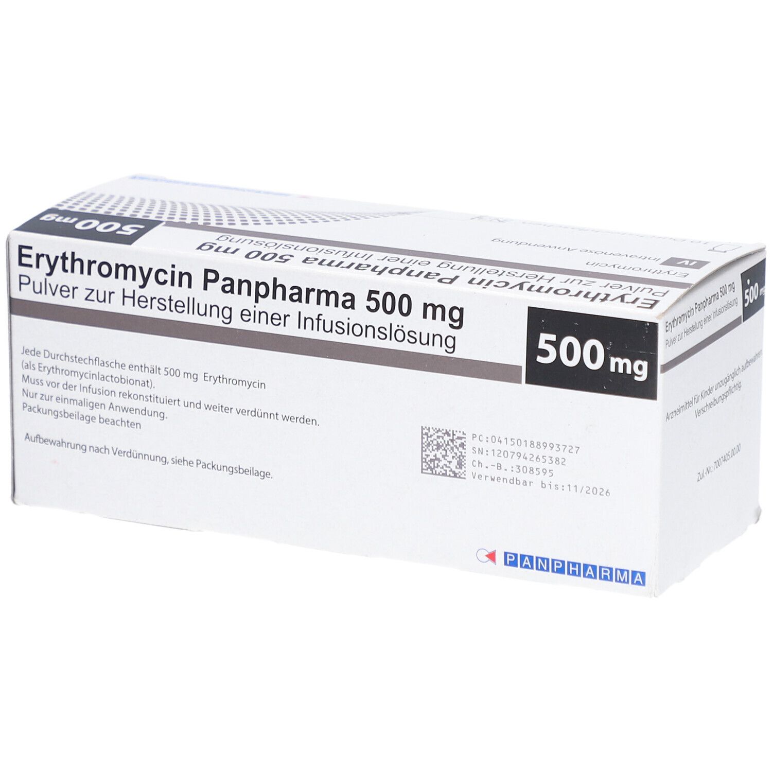 ERYTHROMYCIN PANPHARMA 500 mg P.z.H.e.Inf.-Lsg.