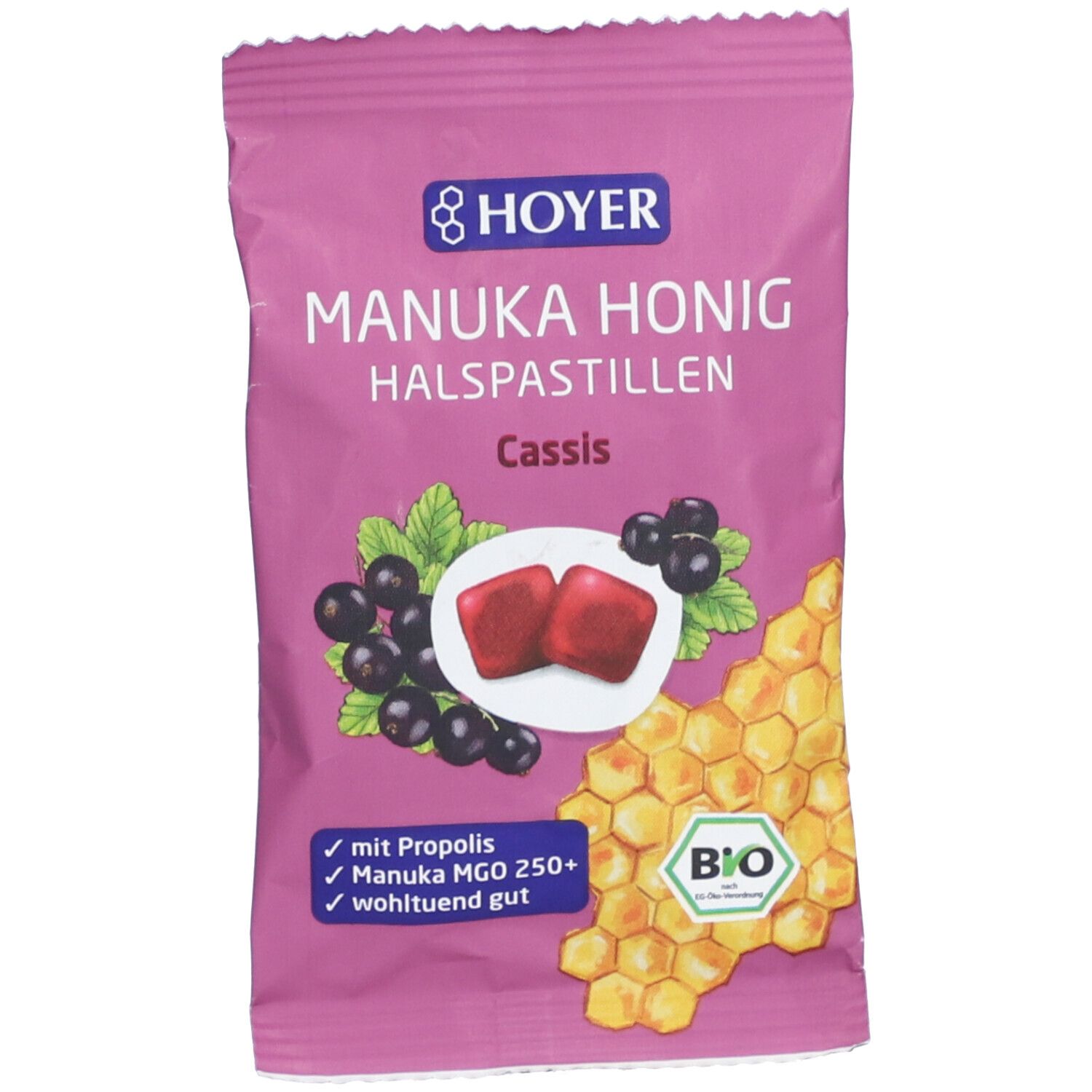 Hoyer Manuka Honig Halspastillen MGO 250+ Cassis 30 g Pastillen