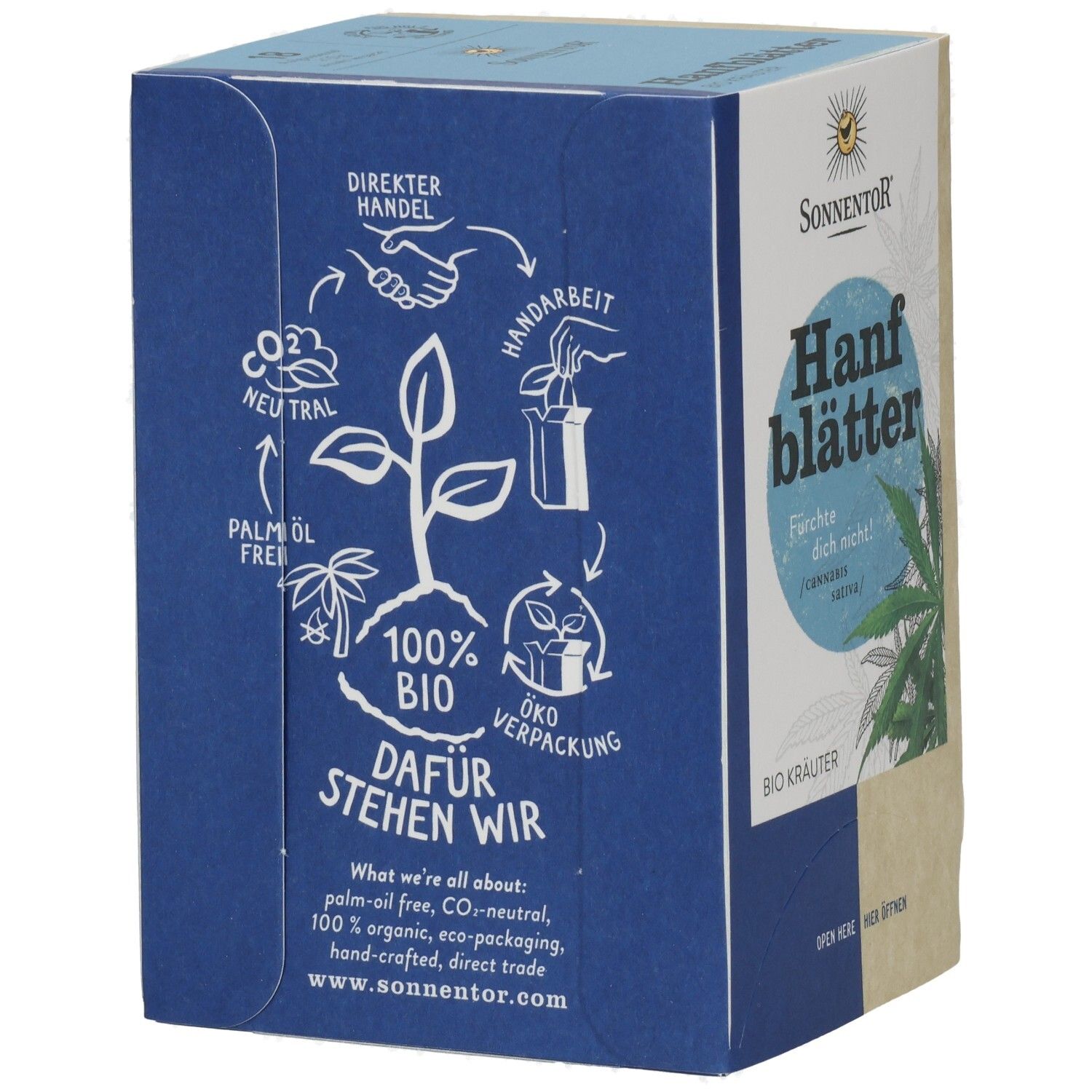 SonnenTor Hanfblätter Bio Kräuter Tee, 100% Bio, Palmöl frei, CO2-neutral