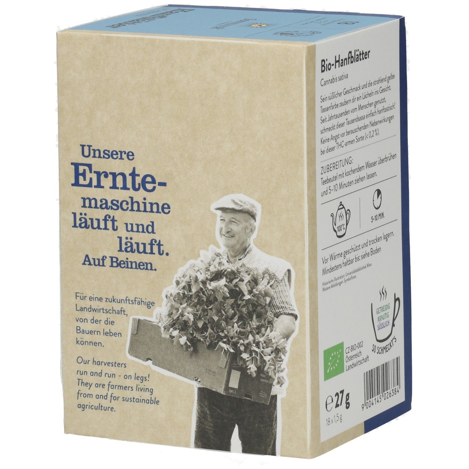 Bio-Hanfblätter Tee, 16 Beutel à 1.5g, 27g.