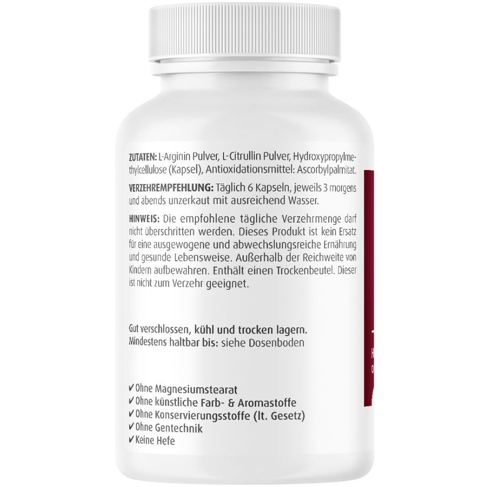 L-Arginin & L-Citrullin 500 mg Kapseln