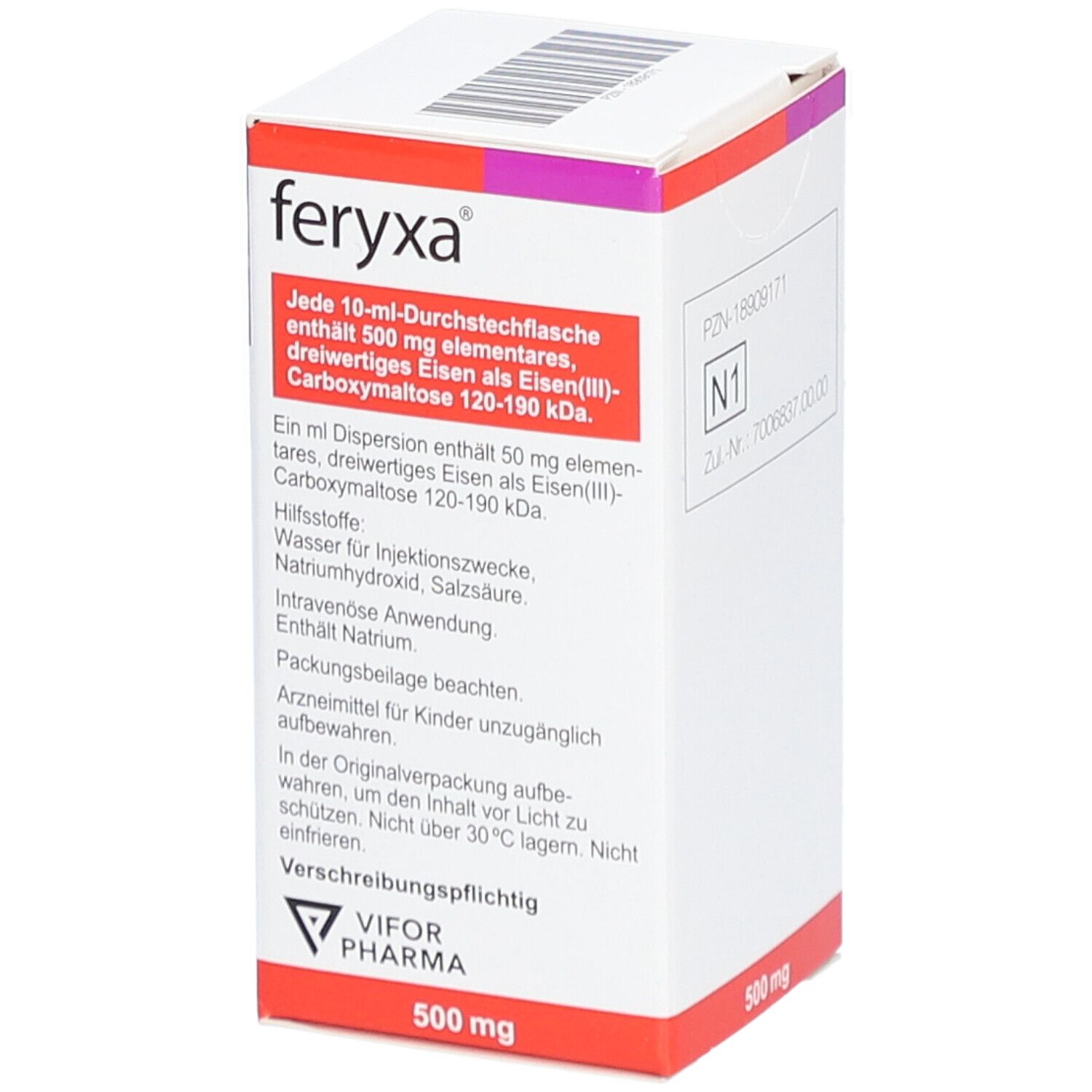 FERYXA 50 mg Eisen/ml Inj.-/Inf.-Dispers.500mg