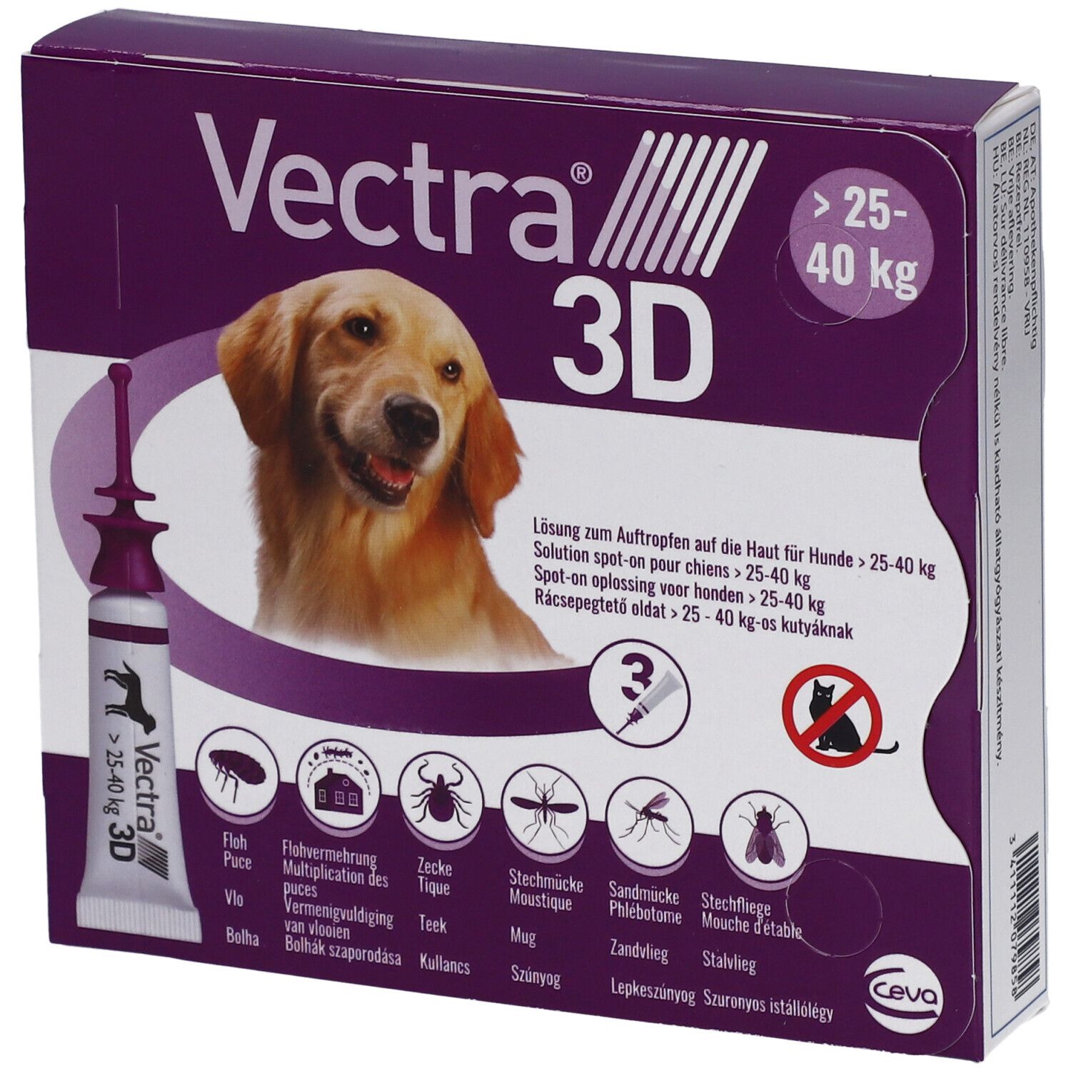 Vectra 3D Lsg.z.Auftro.a.d.Haut f.Hunde ü.25-40 kg 3 St Lösung