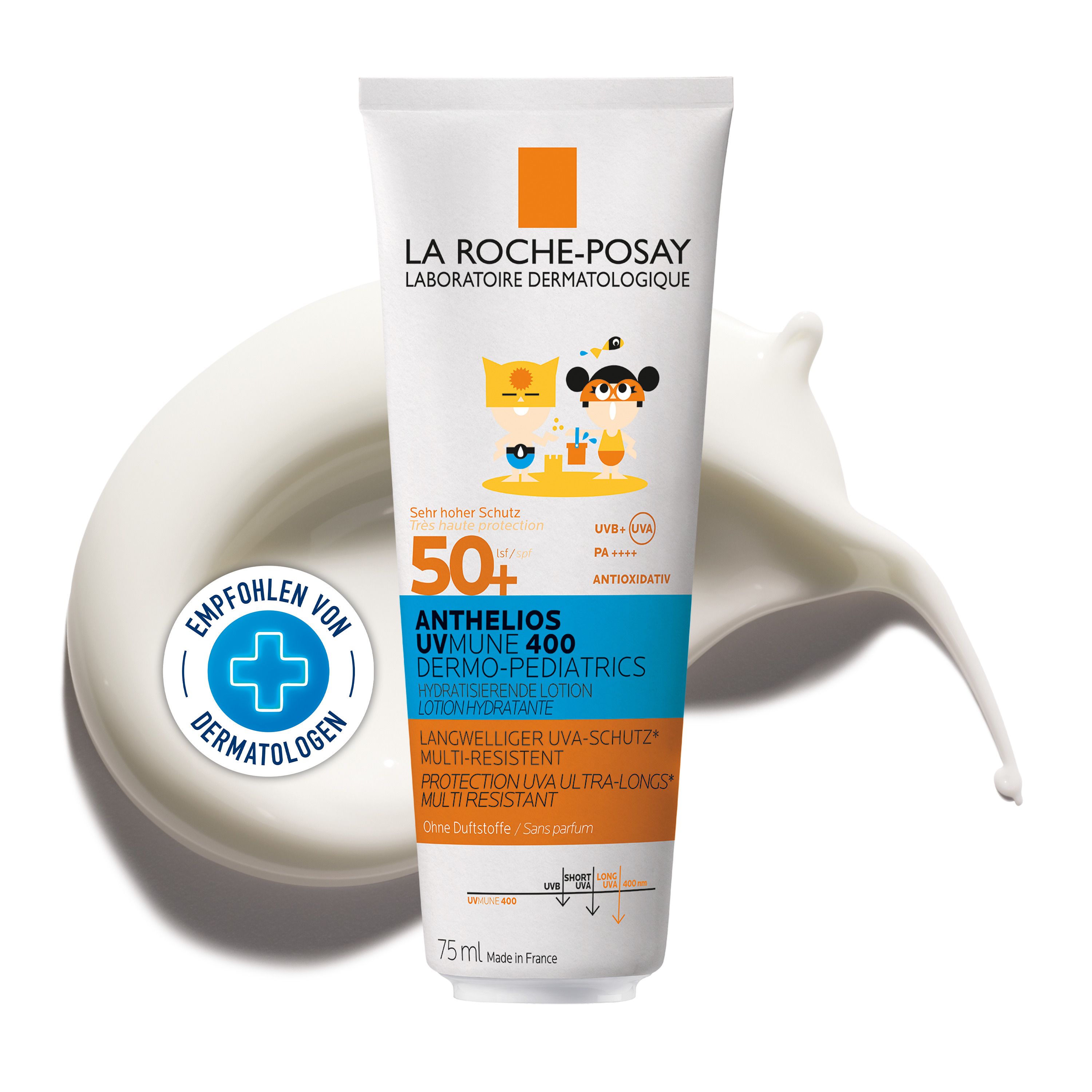 La Roche Posay Anthelios Sonnenmilch für Kinder LSF 50+: Effektiver Sonnenschutz mit MEXORYL 400 Filtertechnologie und A