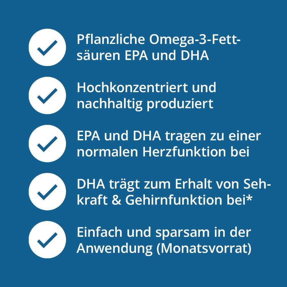 Omega-3 Vegan Algenöl hochdosiert EPA DHA Kapseln 60 St