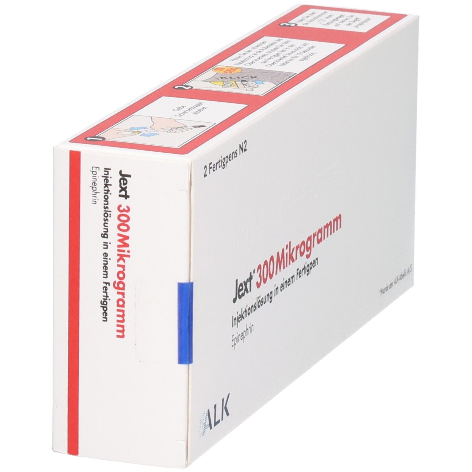 Jext 300 Mikrogramm Injektionslösung in einem Fertigpen, 2 Stück. ALK Marke.