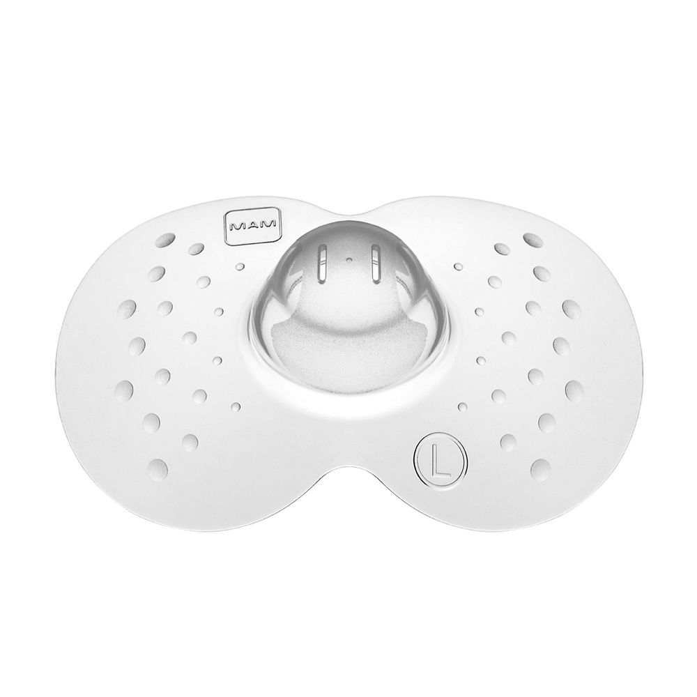 MAM Stillhütchen Größe L aus Skin Soft Silikon mit Belüftungslöchern und anatomischer Form.