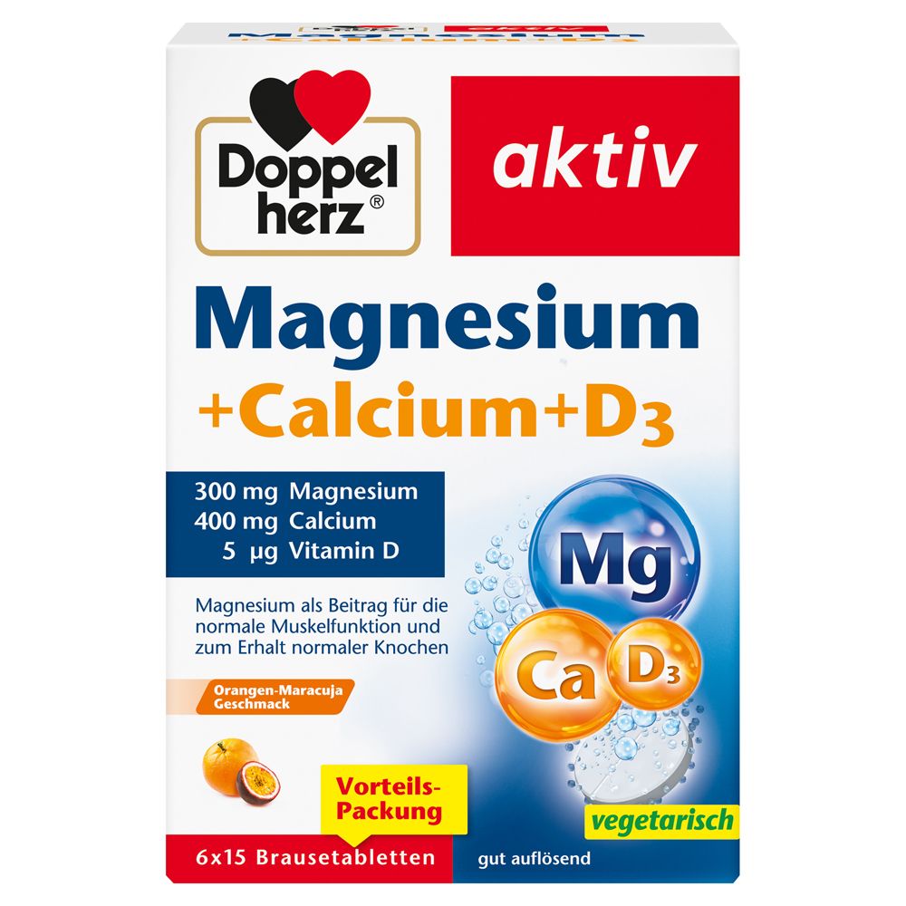 Doppelherz® aktiv Magnesium + Calcium + D3 Brausetabletten